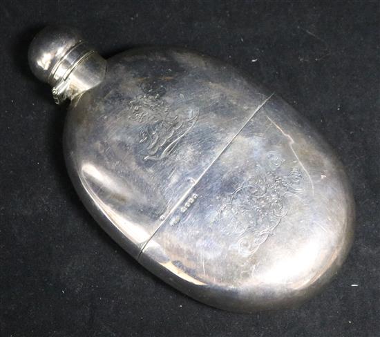 A Victorian silver hip flask by Army & Navy Co-Op Society, London, 1887, 6 oz.